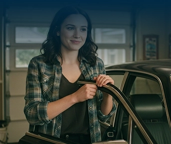 Mulher abrindo a porta de um carro