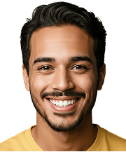 Homem sorrindo de blusa amarela sorrindo