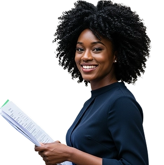 Mulher analisando planilhas, representando organização financeira